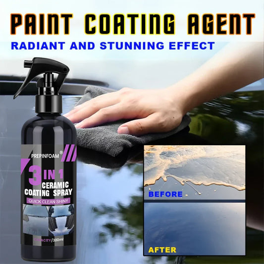 3-in-1 Car Ceramic Liquid Coating Spray – Nano Crystal Hydrophobic Polish & Paint Protection Wax