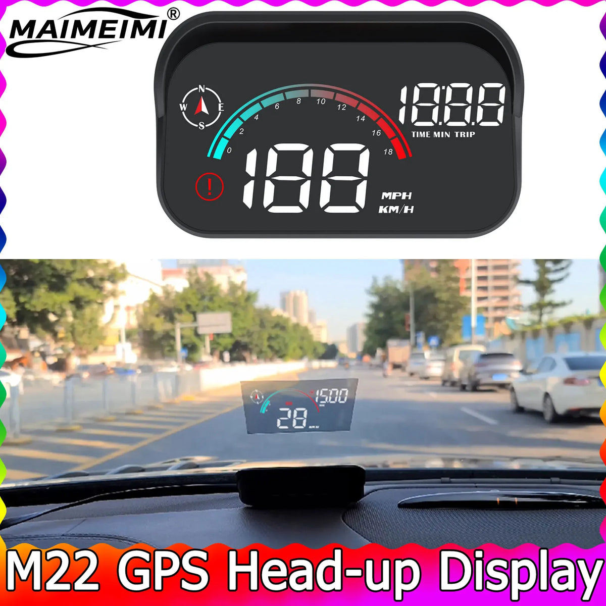 M22 Compass M22 Car Head-Up Display – GPS Speedometer with KM/H & MPH, Compass ...
