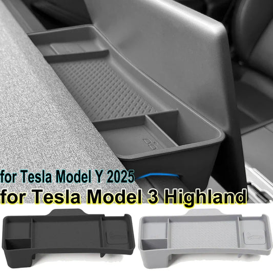 For Tesla Model 3 Highland 2024 Dashboard Storage Tray MY 2025 Silicone Panel Screen Back Organizer Tissue Box Glasses Holder