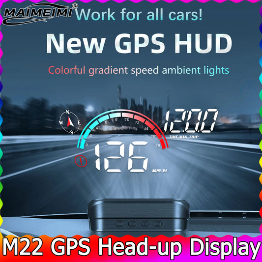 M22 Car Head-Up Display – GPS Speedometer with KM/H & MPH, Compass